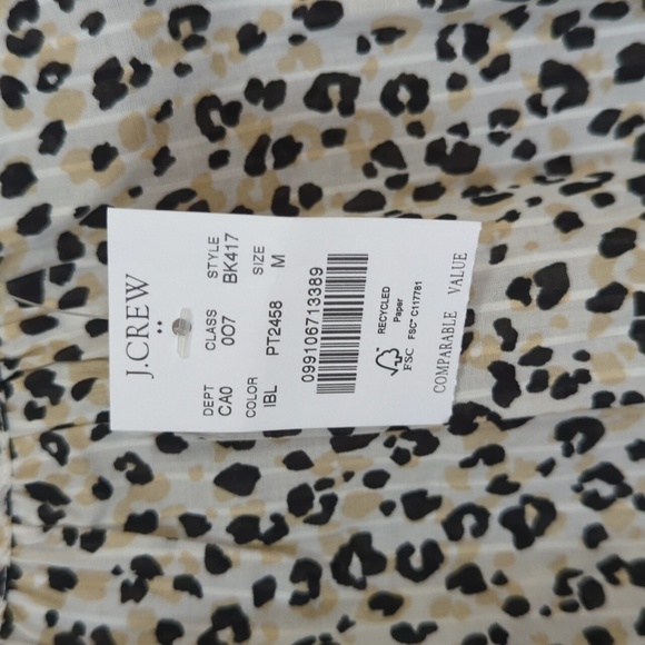 J Crew White Beige Cheetah Print Cap Sleeve Blouse Size Medium New with Tags - Picture 3 of 7